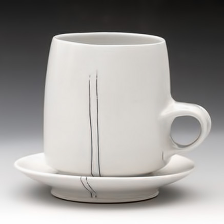 White-Bike-Ceramics--Thrown-Porcelain,-Inlaid-Cobalt,-8oz cup