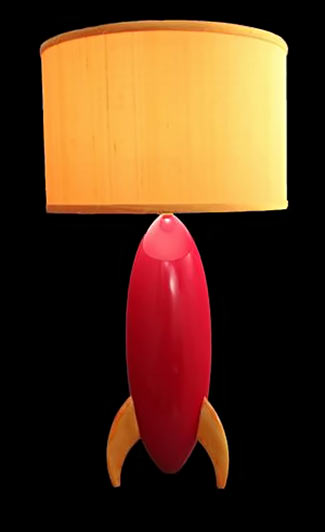 Vertical Red rocket lamp