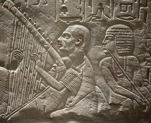 Egyptian wall art blind harpist