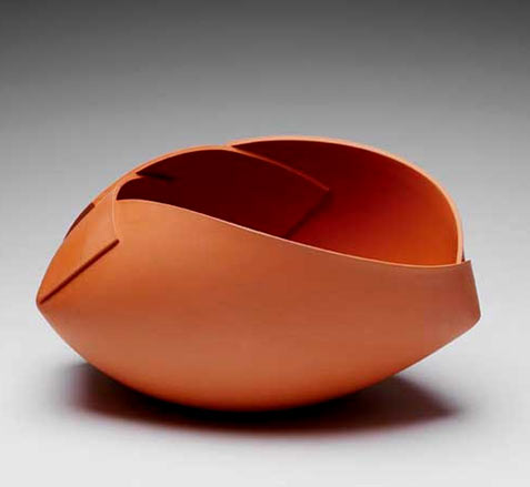 Anna Van Hoey contemporary ceramics orange rust ceramic vessel