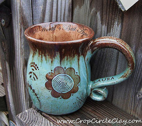 Crop Circle Clay turquoise mug