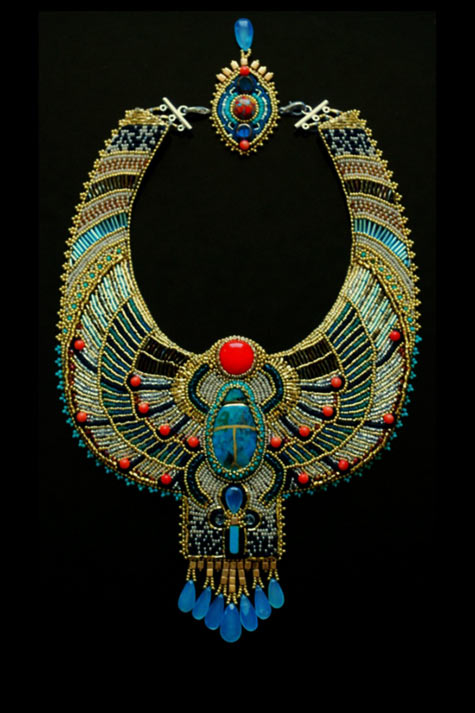 Egyptian beaded necklace scarab 