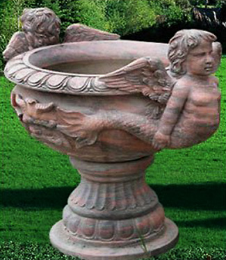 Large twin angel garden pot