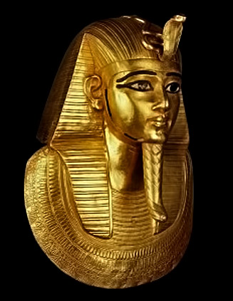 Gold burial mask of King of the pharoah Psusennes--Discovered in 1940 by Pierre Montet
