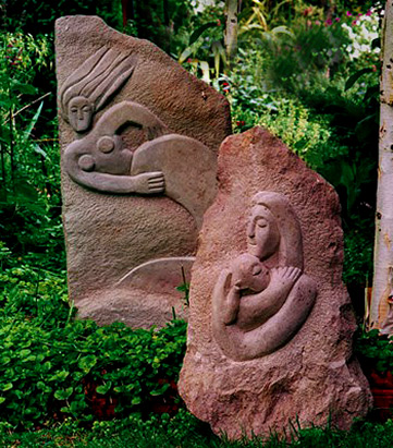 Mermaid, Mother and Child garden sculptures