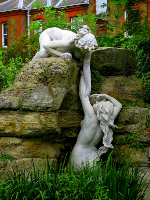 Water nymph statues in York House Gardens Twickenham along side the River Thames