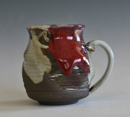 ocpottery-stoneware-coffee-cup red drip glaze