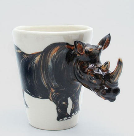 Ceramic rhinoceros mug