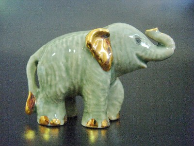 Green Ceramic Elephant
