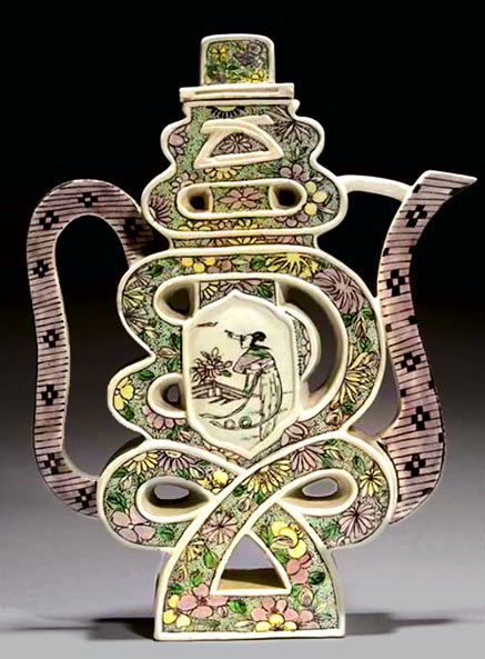 Chinese Famille Vert puzzle Teapot