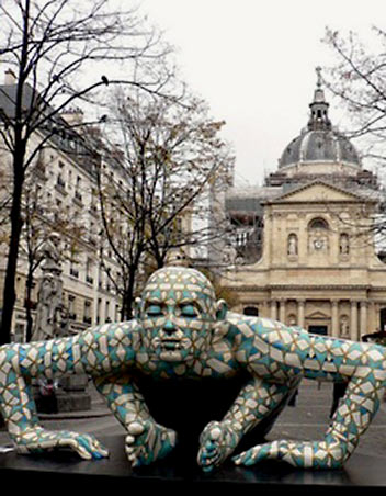 Place de la Sorbonne - Paris mosaic figure sculpture