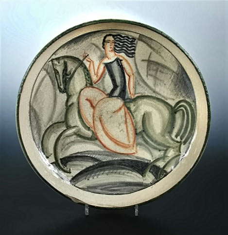 French Art Deco faience charger
