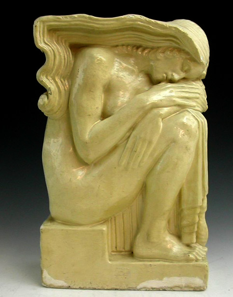 Art-Deco-painted-plaster-figure,-in-the-manner