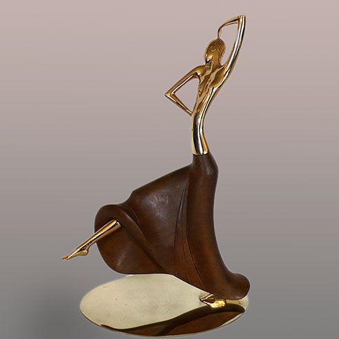 Brass & Walnut Dancing figure