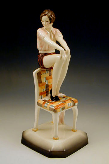 Goldscheider ceramic Girl on Chair