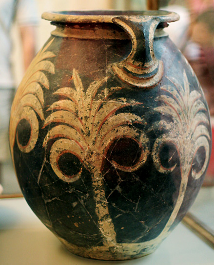Minoan large pot with palms,-Konossos