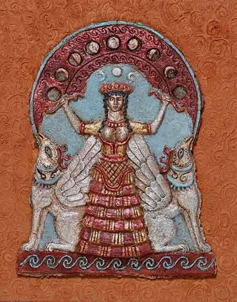 Minoan-priestess terracotta laque