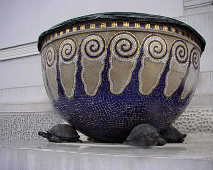 Koloman Moser planter with art nouveau mosaic decoration