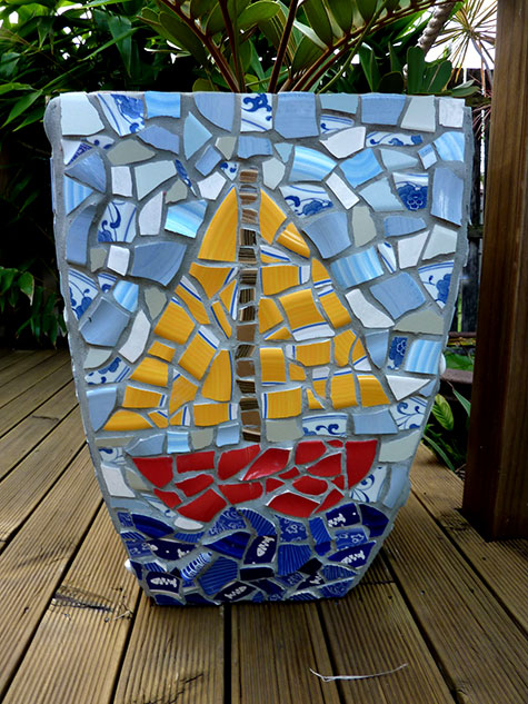 Yacht mosaic garden planter