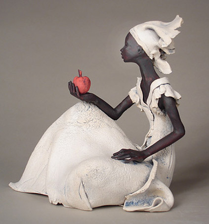 Annie Peaker ceramic sculpture of sitting lady
