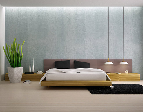 modern bedroom with plant