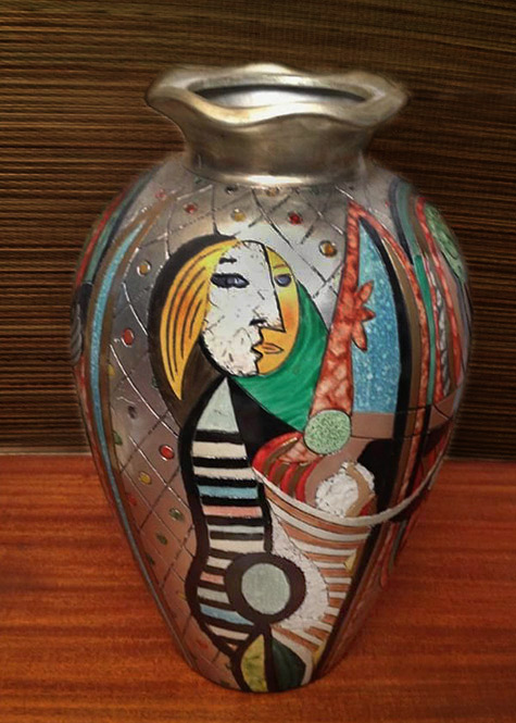 18inch-Vintage-Art-Pottery vase cubsit decoration