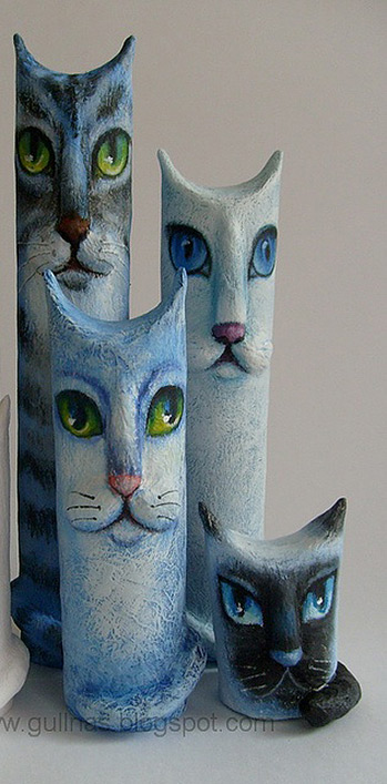 gullnas.blogspot.com.es Cat sculptures made from tubes