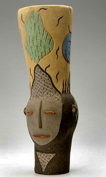 Andrea Gill earthenware vase female head at the base