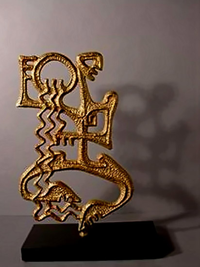 Abstract-water-carrier-brass sculpture - Aquarius