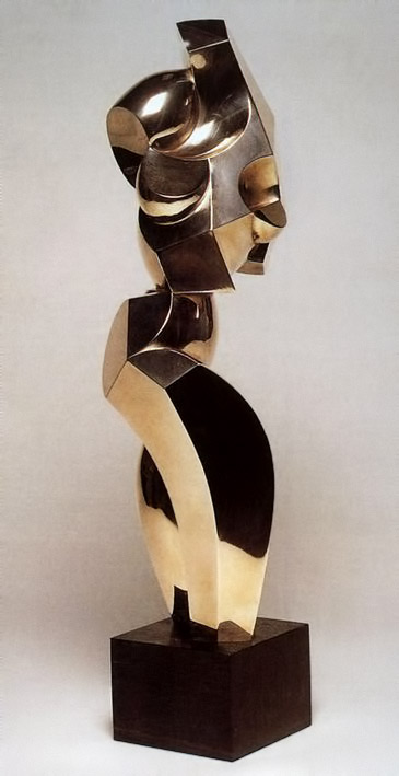 Modern Art Cubism Female Figure Bronze Sculpture 10" x 5"