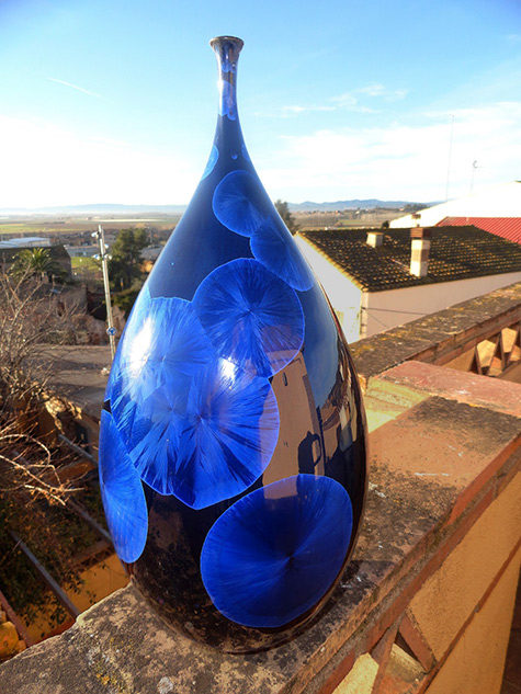JOSE-MARISCAL blue crystal glaze bottle