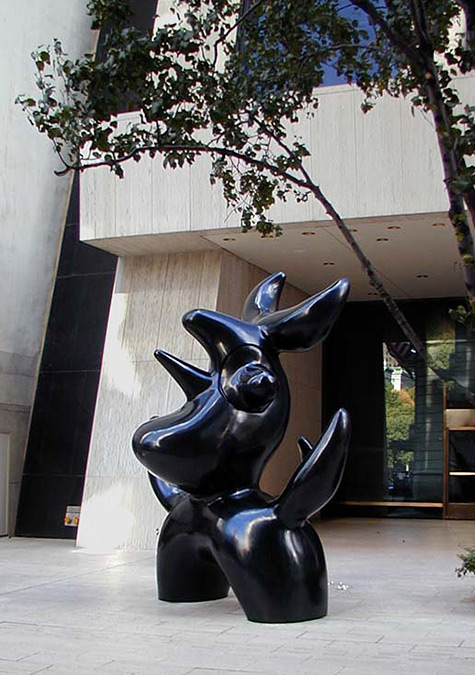 Joan Miro's black Moonbird sculpture