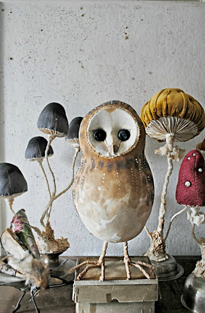Miister Finch -owl-and-mushrooms-415x634