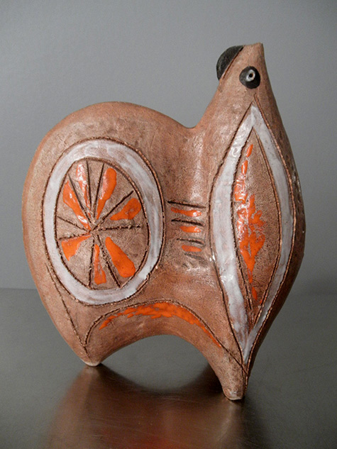 Abstract-sculpture-Mid-Century-Italian-Art-Pottery-Rooster-Raymor-Bitossi