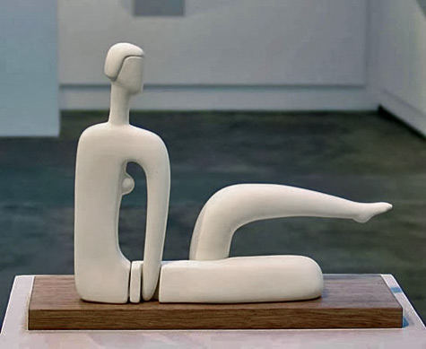 Woman With Raised Leg-2008-Carol Murphy-Brenda May Gallery - white contemporary female sculpture 