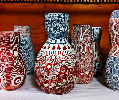 Womans Sgrafitto Pottery