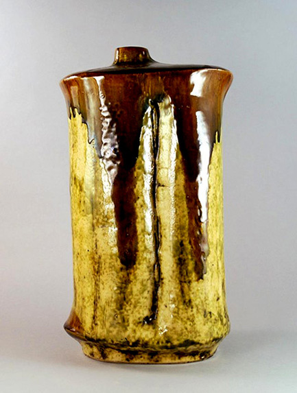 Zsolnay Pecs, 20th-century,-a-pottery-tall-vase-of-twin