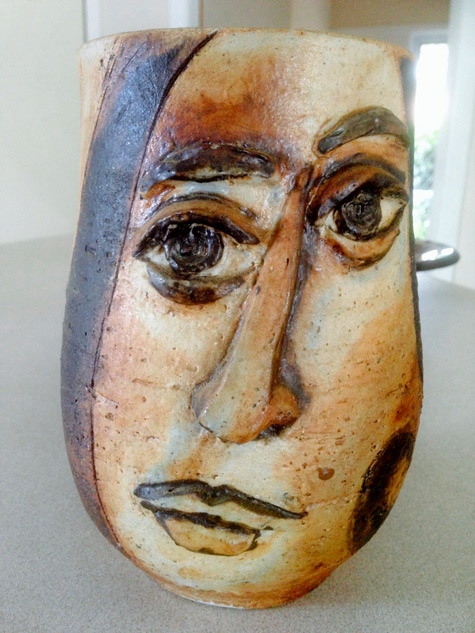 Spanish modernist vase with abstract face