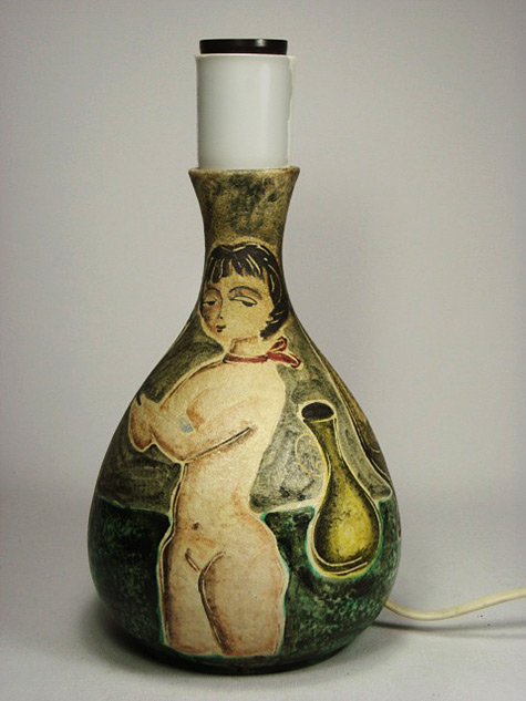 Fantoni Hand Painted Ceramic Lamp