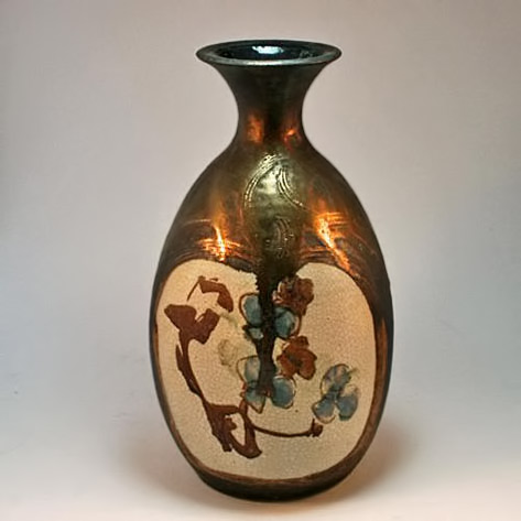 Milton-Moon lustre glaze vase with matt glaze panel