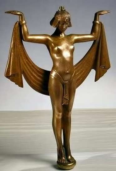 1920's-Bronze-Egyptian-Revival-Lamp-Figure-&-Casting-Pattern---