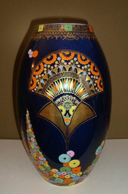 Large Carltonware Egyptian Fan Vase