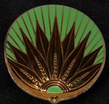 Green and gold art-deco-enamel-compact