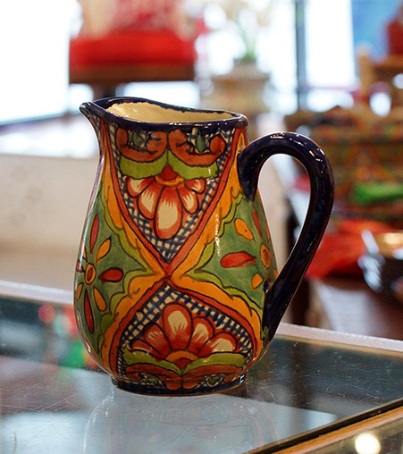 Talavera Water Pitcher with vivid colours---Zinnia Folk Arts