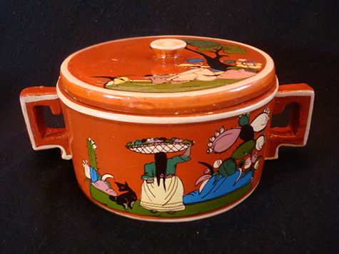 Mexican lidded bowl with-handles