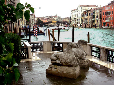 Venice--Canal-Peggy-Guggenheim Museum terrace sculptures