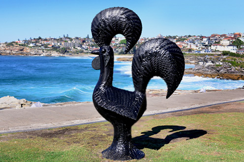 Subodh Kerkar - chickencafreal - modernist chicken sculpture
