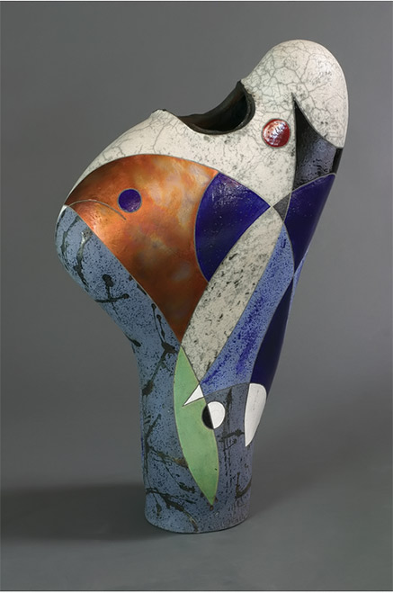 Blue Rythym Michael Gustavson abstract vase