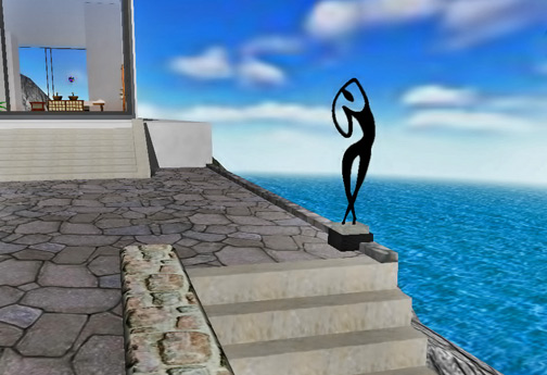 Sculpture at virtual-seaside abode