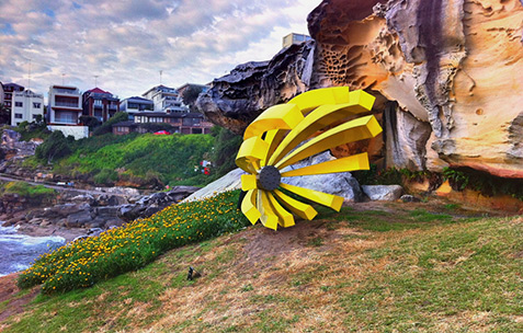 Windswept by Samuel Chamberlain - yellow contemporary sculpture